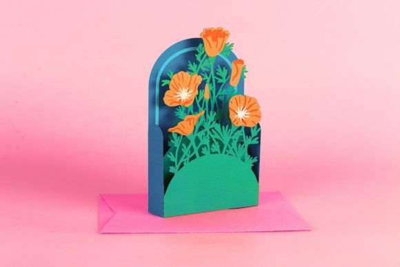 California Poppy Flower Box Card Review