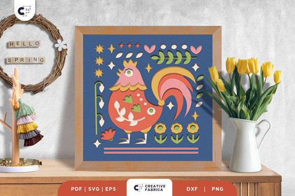 Rooster Folk Art 3D Shadow Box Paper Cut Review